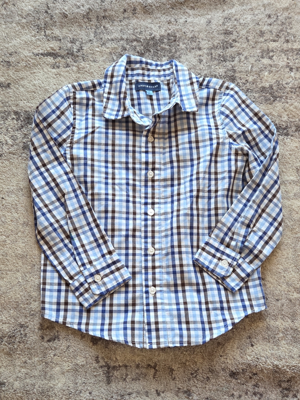 Andy & Evan Long Sleeve Plaid Patterned Button Up Shirt Size 5 Boys